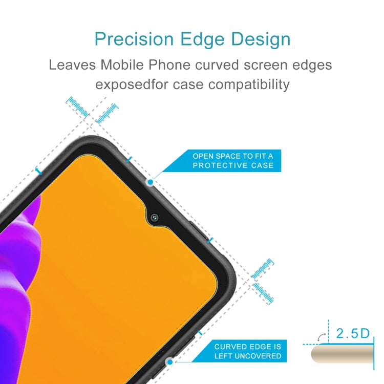 Curved 2.5D tempered glass screen protector showing case-compatible edge design