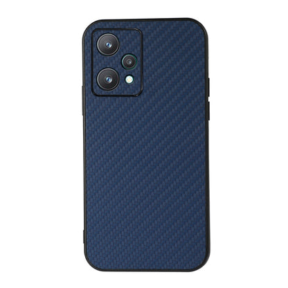 Blue carbon fiber texture PU phone case with triple-lens camera opening