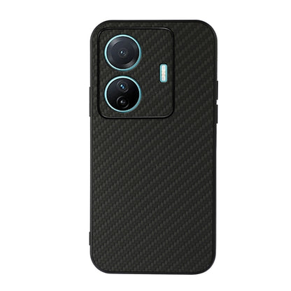 Black carbon-fiber texture phone case with dual camera cutouts and flash opening