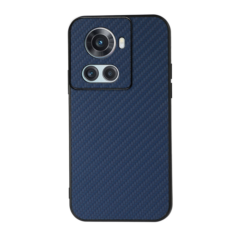 Blue carbon-fiber texture phone case with triple camera cutouts and flash opening