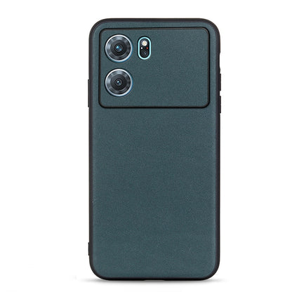 Lambskin texture genuine leather phone case, teal/green, with camera cutouts