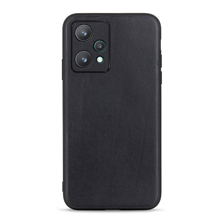 Lambskin texture genuine leather phone case, black, with camera openings and buttons
