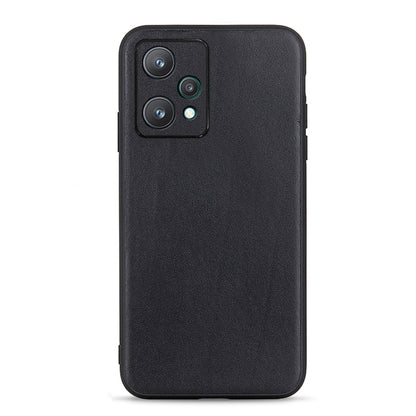 Lambskin texture genuine leather phone case, black, with camera openings and buttons