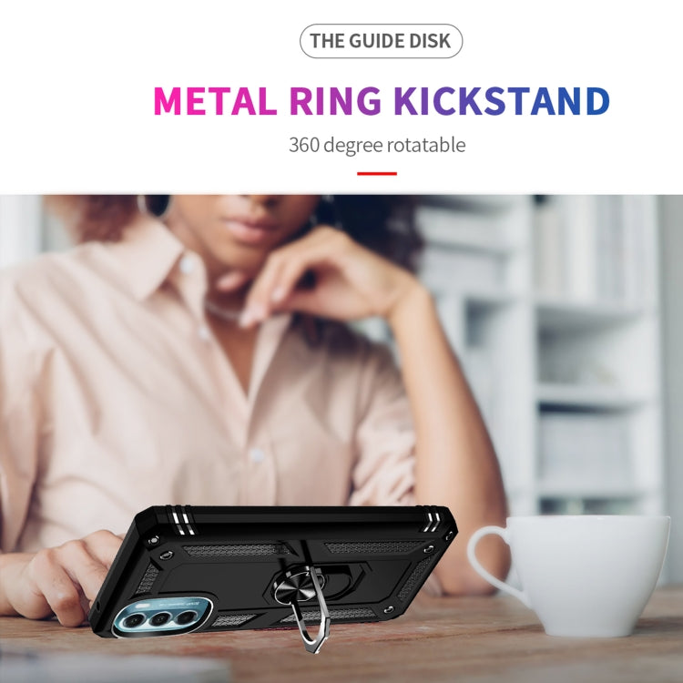 Black shockproof phone case with metal ring kickstand stand for viewing support