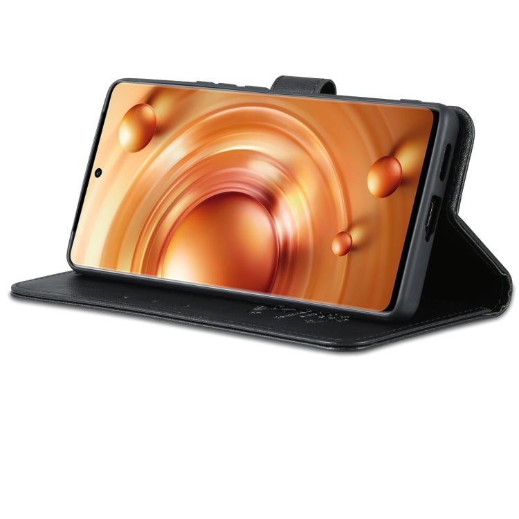 Flip leather phone case for vivo X80, black folio supporting phone as a stand