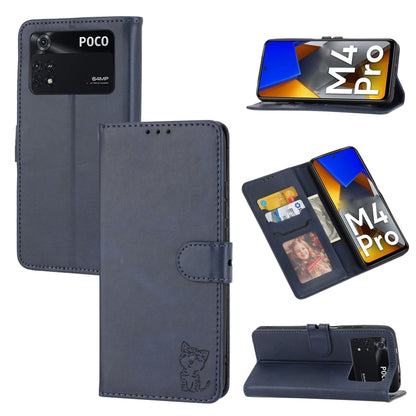 Charcoal leather folio phone case with embossed cat, card slot, and stand cover