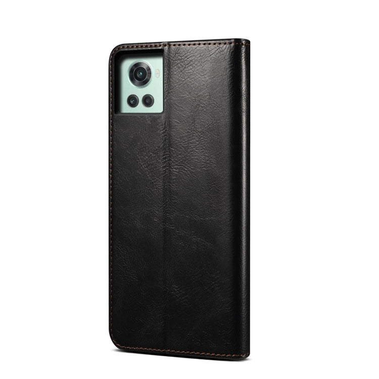 Crazy horse leather phone case with camera cutouts, dark finish, slim profile