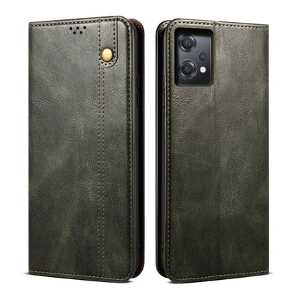Oil wax leather phone case, dark green, textured leather, camera opening and flap detail
