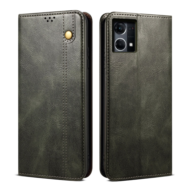 Oil wax leather phone case, dark green, front and back with camera cutout and stitched trim