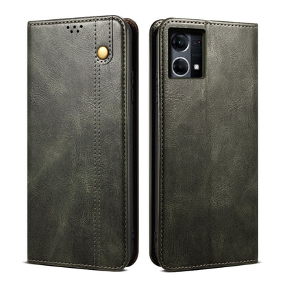 Oil wax leather phone case, dark green, front and back with camera cutout and stitched trim