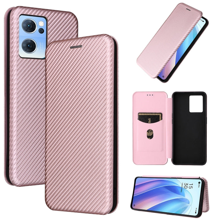 Light pink carbon fiber texture magnetic leather phone case with flip wallet and card slot