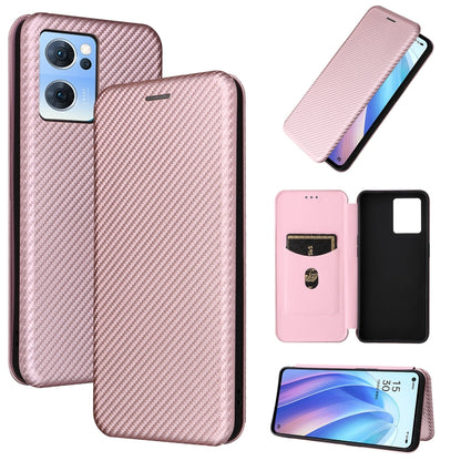 Light pink carbon fiber texture magnetic leather phone case with flip wallet and card slot