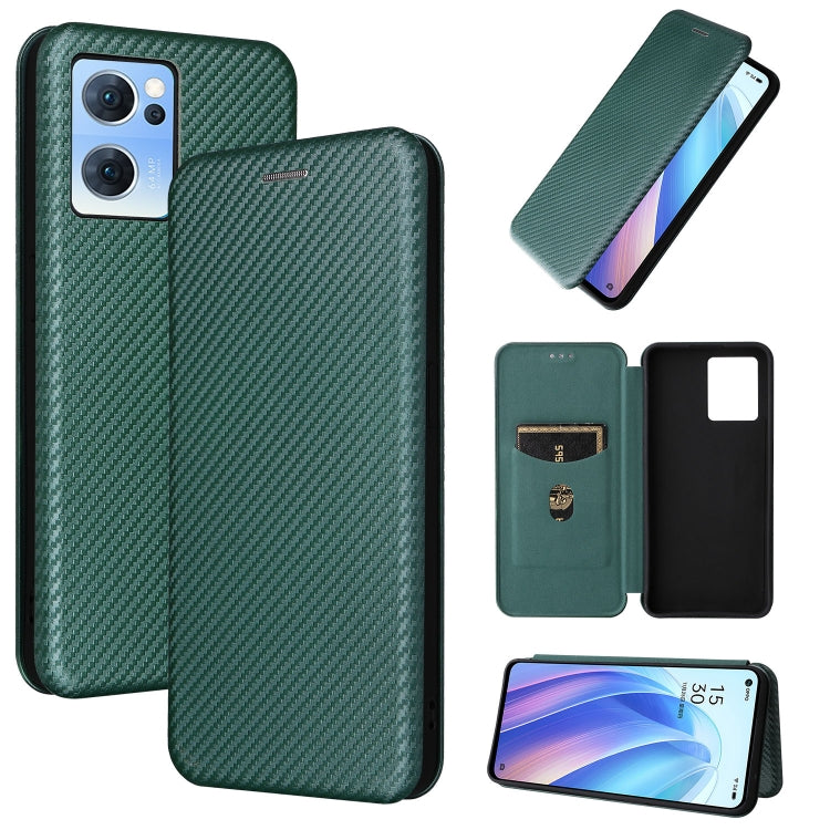 Dark green carbon fiber texture magnetic leather phone case with flip wallet and card slot