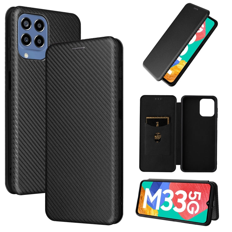 Carbon fiber texture magnetic leather phone case with screen protection and wallet card slot.