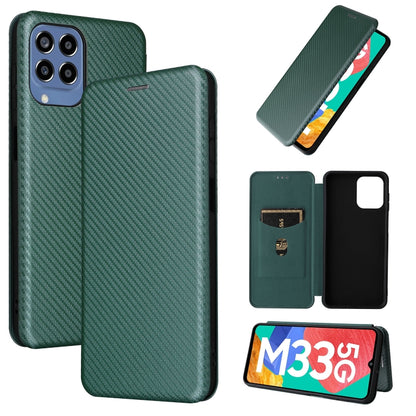 Dark green flip magnetic leather phone case with carbon fiber texture and card slot