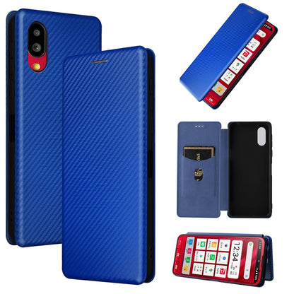 Magnetic leather phone case with carbon fiber texture, blue