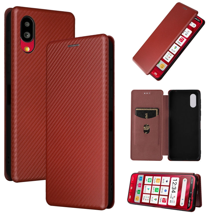Magnetic leather phone case with carbon fiber texture, brown