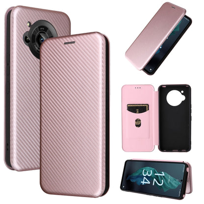 Rose gold carbon fiber texture magnetic leather phone case with flip wallet and card slot