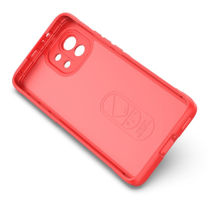 Red phone case with textured back and camera lens cutout