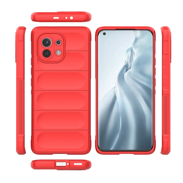 Red phone case set with front and back shields plus side button openings