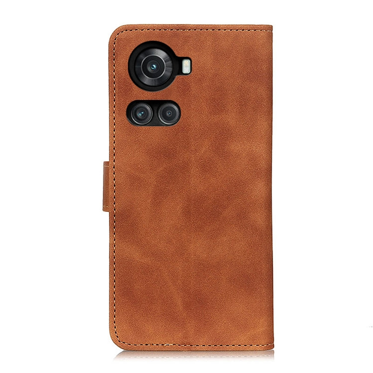 KHAZNEH brown leather flip phone case with camera cutout and side opening