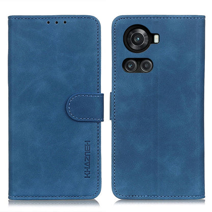 KHAZNEH blue retro textured leather flip phone case with card slot and camera cutout