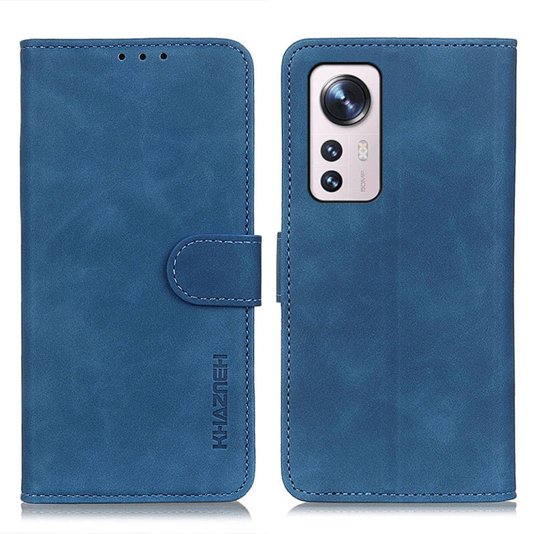 Blue retro texture flip leather phone case with side wallet and camera cutout