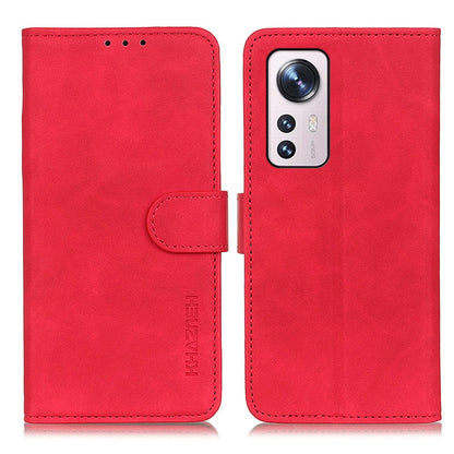 Red retro texture flip leather phone case with side wallet and camera cutout