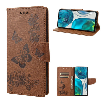 Brown butterfly embossed flip leather phone case with stand and card slot