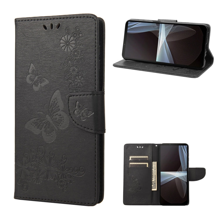 Dark gray butterfly embossed flip leather phone case with stand and card slot