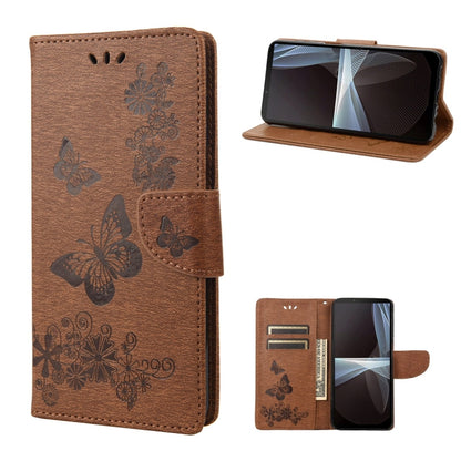 Brown butterfly embossed horizontal flip leather phone case with card slot