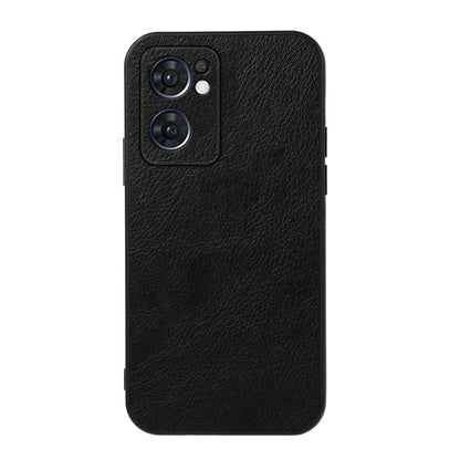Two-tone PU litchi-texture phone case with camera cutout, black finish.