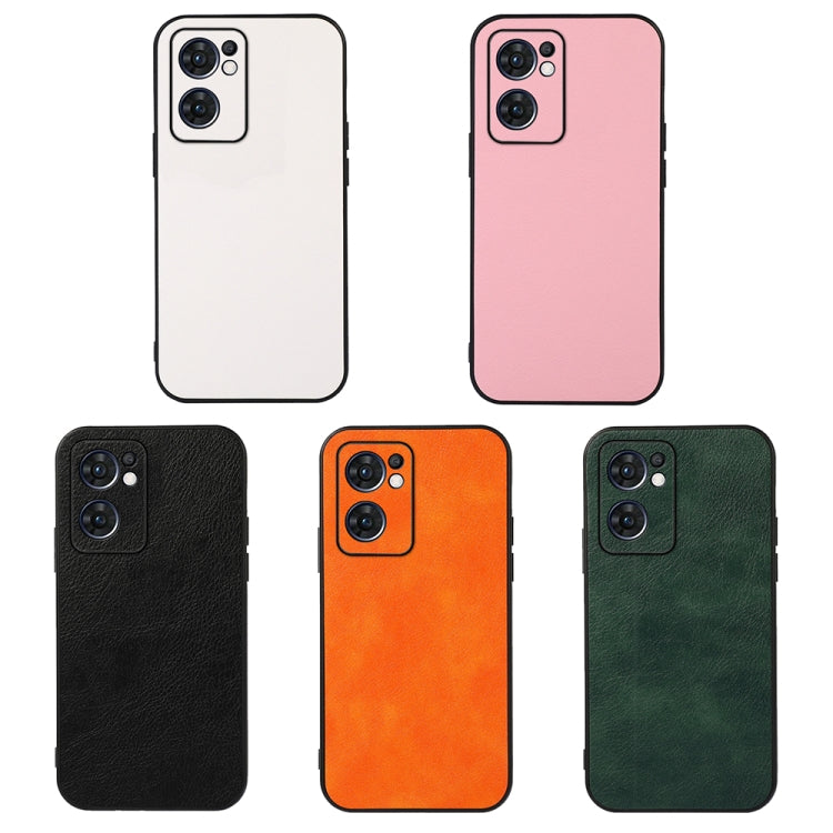 Phone case color options: black, orange, green, pink, and white; litchi PU texture.