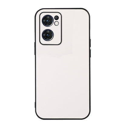 Two-tone PU litchi-texture phone case, white; back camera cutout and ports.
