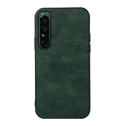 Two-tone PU litchi-texture phone case, dark green; back view with camera cutout.