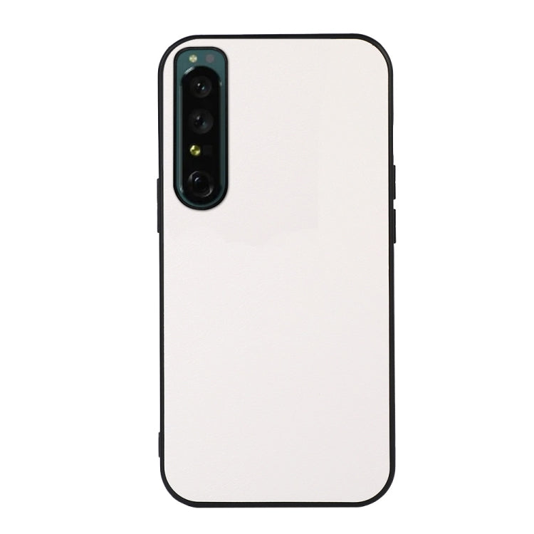 Two-tone litchi-textured PU phone case, white back with black edges and camera cutouts