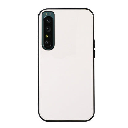 Two-tone litchi-textured PU phone case, white back with black edges and camera cutouts