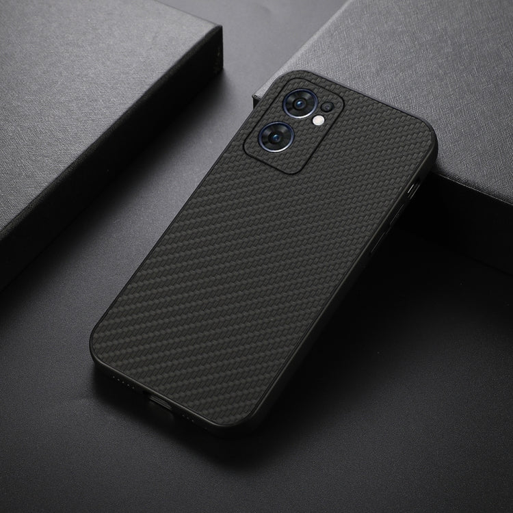 Black carbon fiber texture phone case, angled view, with camera lens cutouts