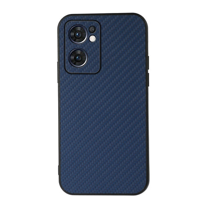 Blue carbon fiber texture shockproof phone case with raised camera cutouts