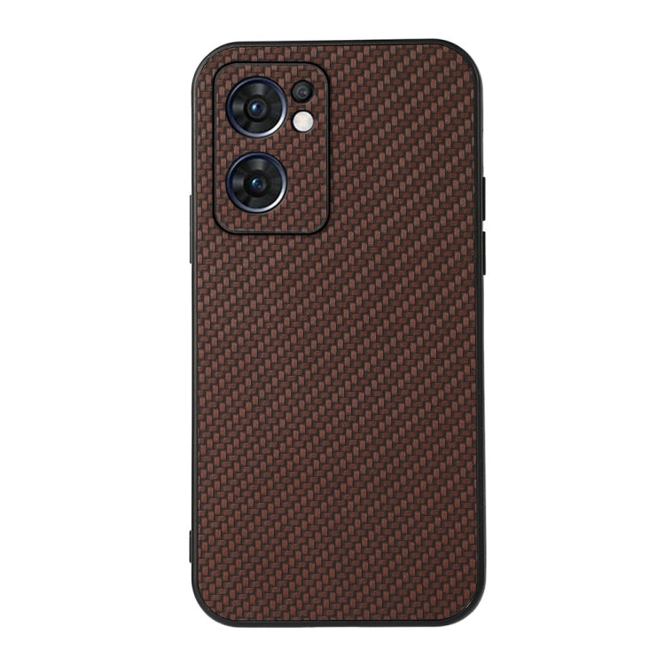 Brown carbon fiber texture shockproof phone case with raised camera cutouts