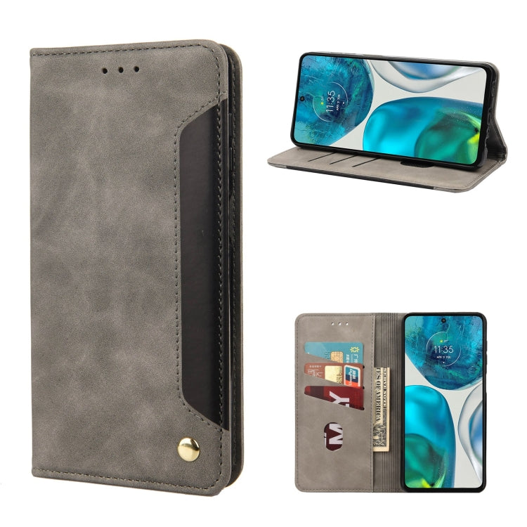 Grey leather wallet phone case with magnetic snap and card slots