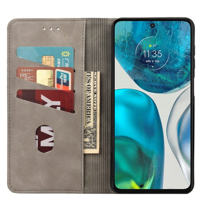 Grey leather wallet phone case with card holders and kickstand view