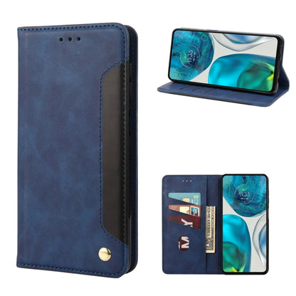 Blue leather folio phone case with card slots and magnetic snap