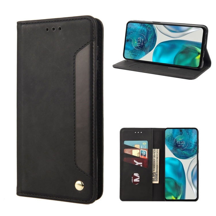 Black leather phone wallet case with card slots and side kickstand