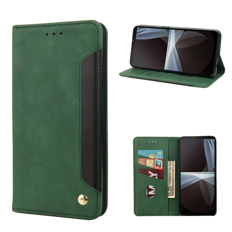 Green leather phone wallet case with card slots and side kickstand