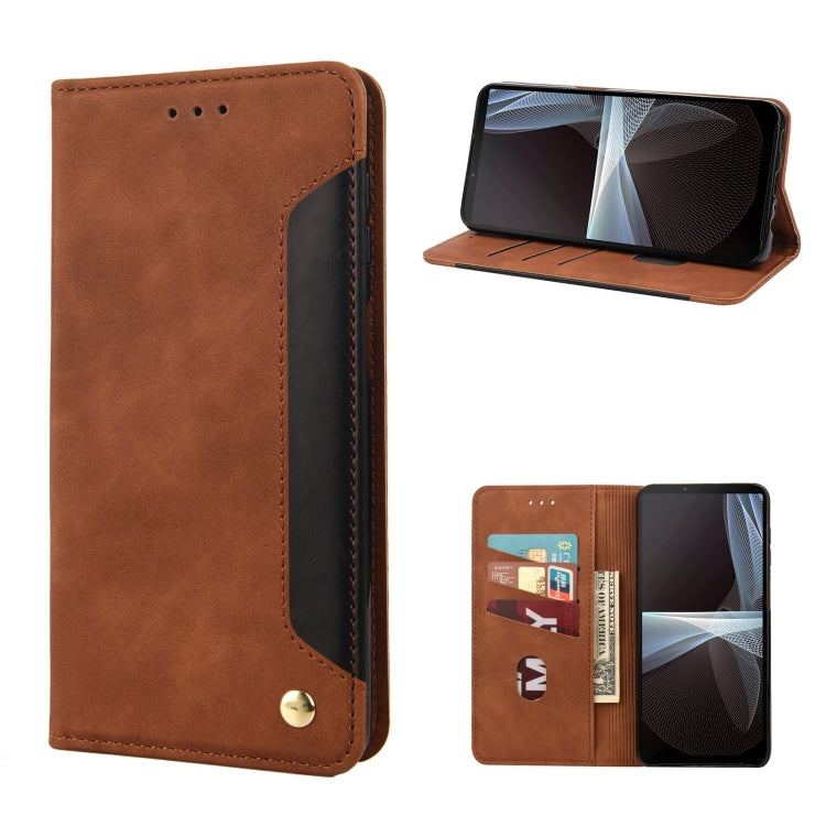Brown leather phone wallet case with card slots and side kickstand