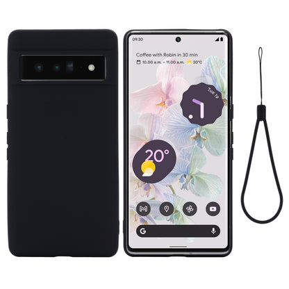 Black liquid silicone shockproof phone case with camera cutout, with wrist strap
