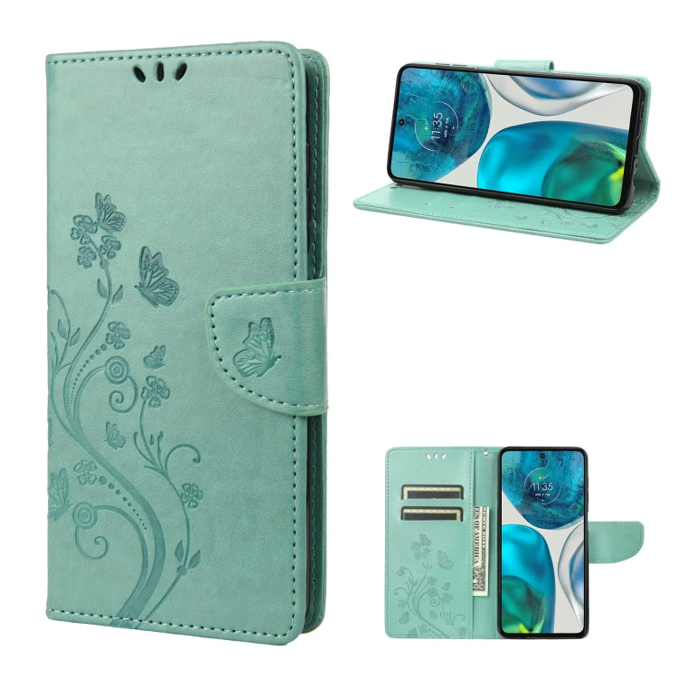 Green embossed butterfly flip leather phone case with card slots and stand cover
