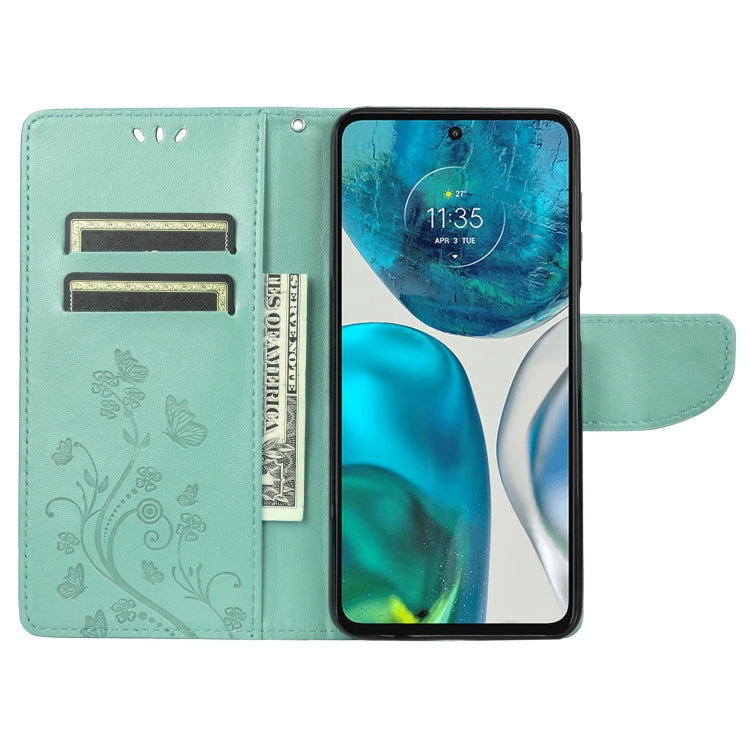 Green embossed butterfly flip leather phone case with card holder and kickstand