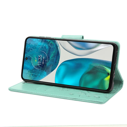 Green flip leather phone case with front cover forming a landscape stand